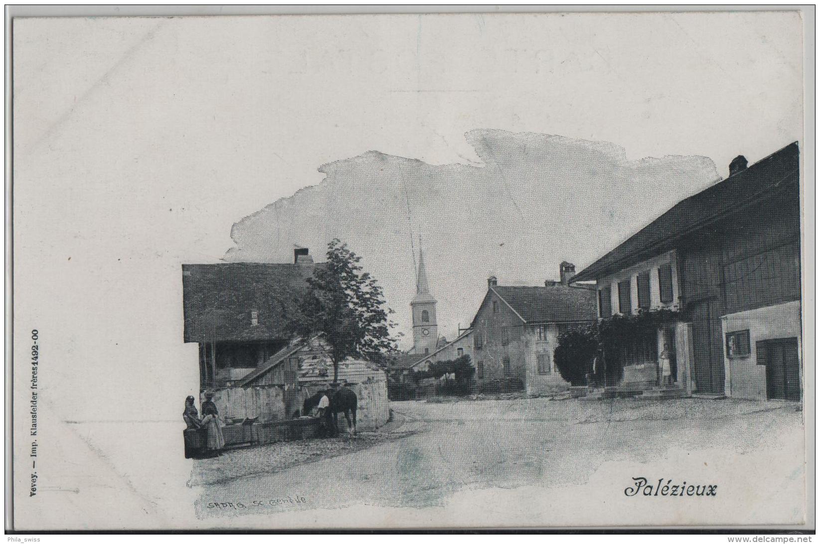 Palezieux - L'Eglise - Animee Brunnen Mit Pferd - Photo: Klausfelder Freres - Palézieux