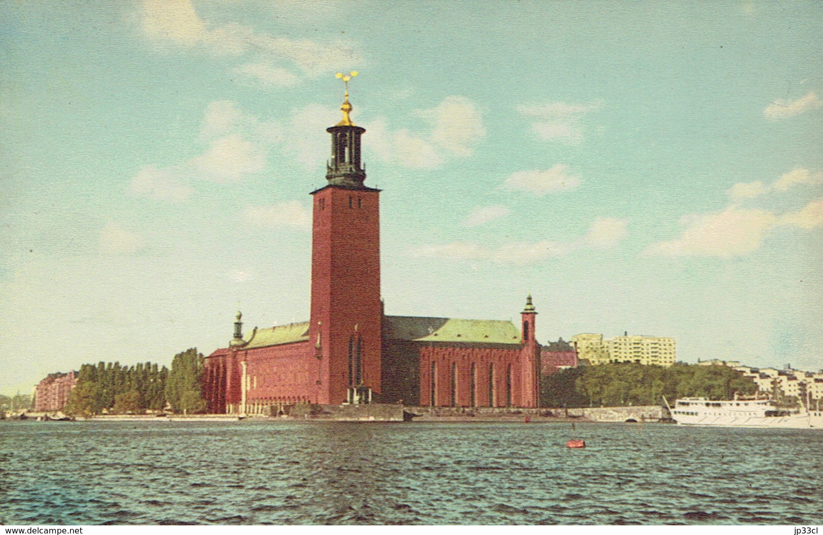 Old QSL From Erik Frediksson, Sundbyberg, Sweden Stockholm Town Hall From Riddarfjärden (about 1970) - CB