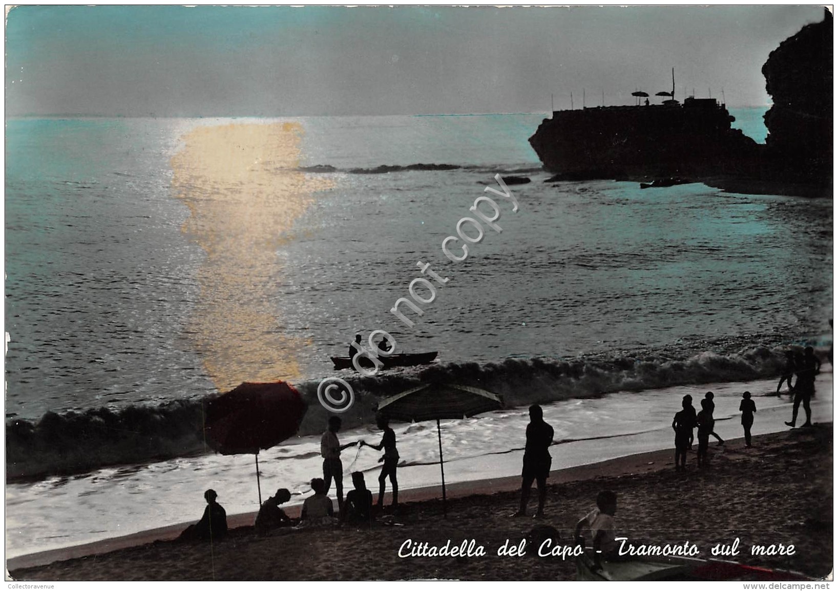 Cartolina - Cittadella Del Capo Spiaggia Tramonto Animata 1953 - Cosenza