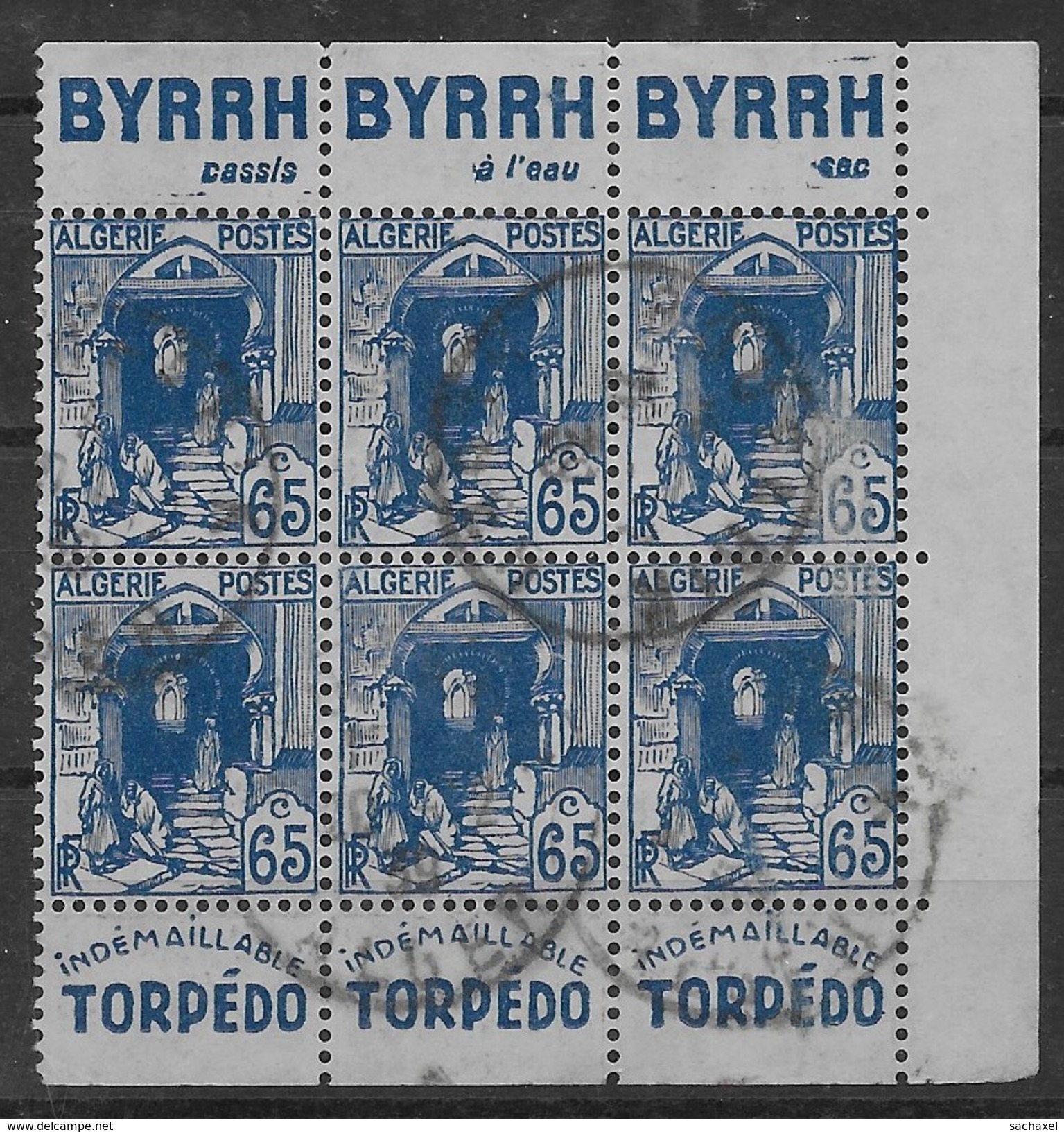 1938-41   Algérie N° 137 Ab  Oblitérés. Avec Double Bande Publicitaire BYRRH Et TORPEDO - Usados