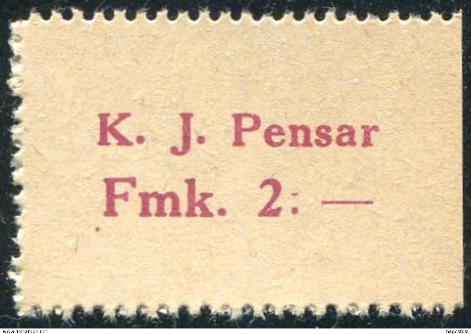 Finland Finnland Finlande 1918 Nykarleby K. J. Pensar Emergency Currency Money-stamp Revenue 2 Marks Wertmarke Notgeld - Finland