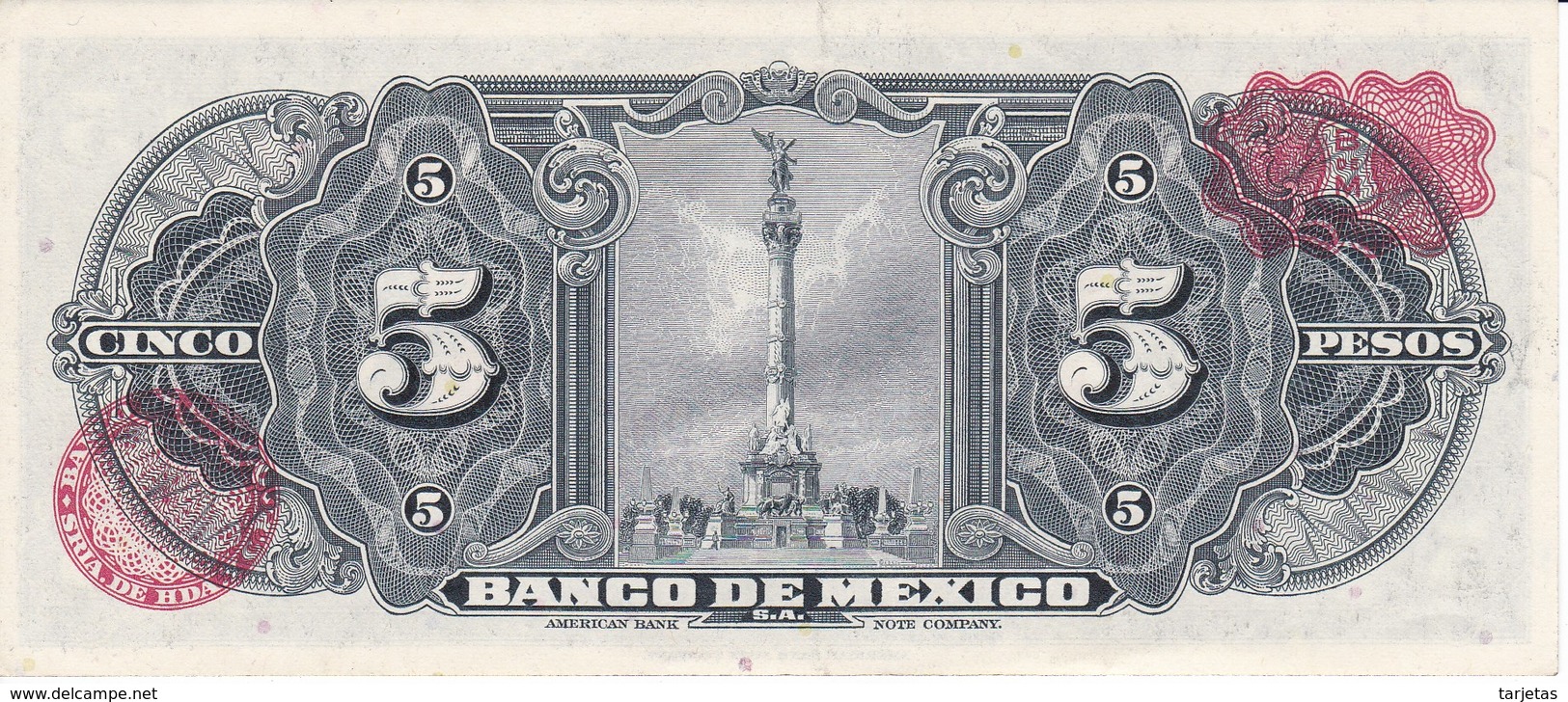 BILLETE DE MEXICO DE 5 PESOS DEL AÑO 1963 CALIDAD EBC (XF)  (BANKNOTE) - México