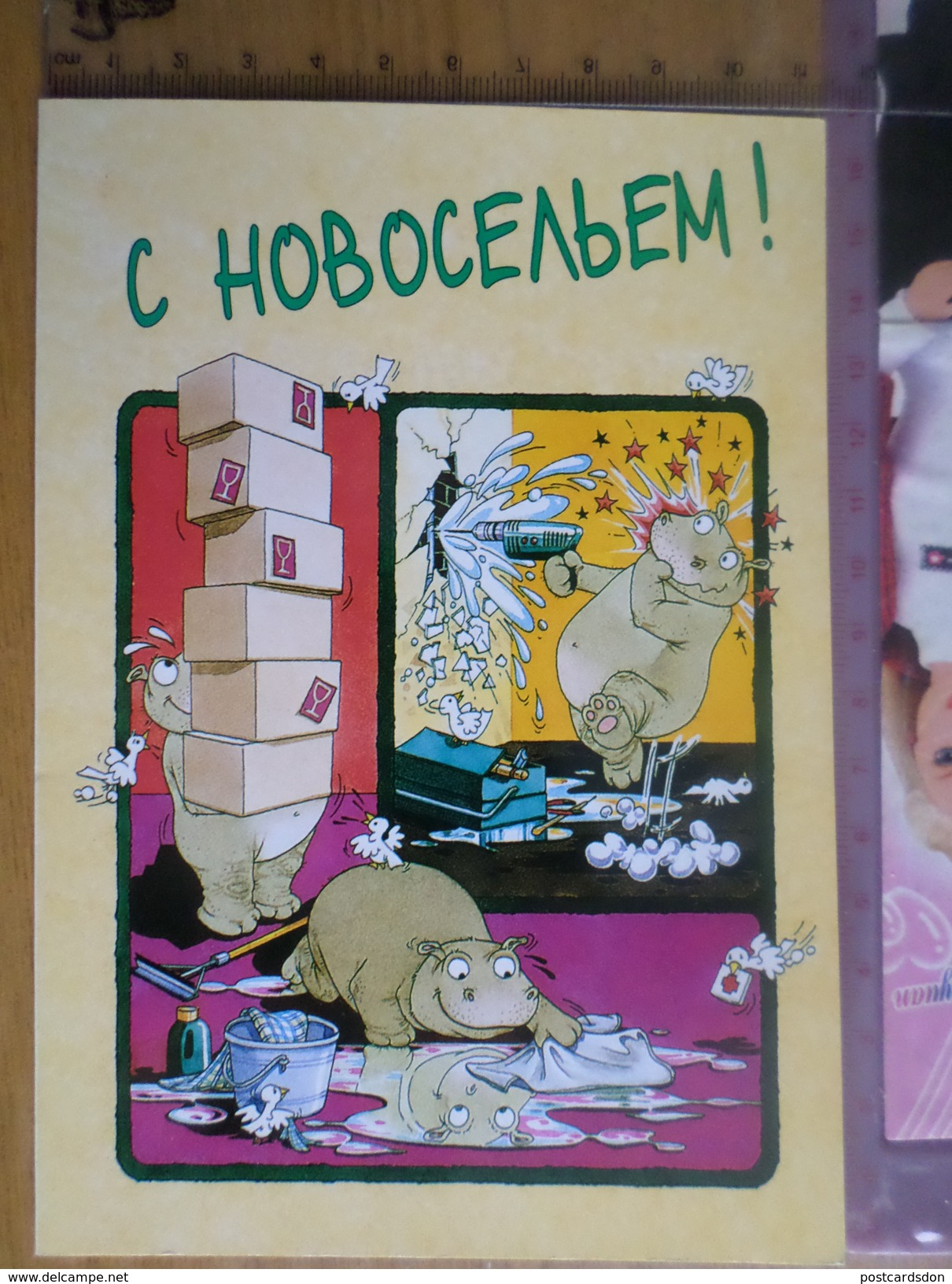 Modern  Postcard  - HIPPO In A New House  - EUROPAART Edition - Hippopotamuses