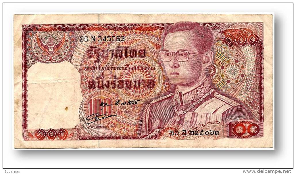 THAILAND - 100 Baht - ND ( 1978 ) - Pick 89 - Sign. 55 - Serie 26 N - King Rama IX - 2 Scans - Tailandia