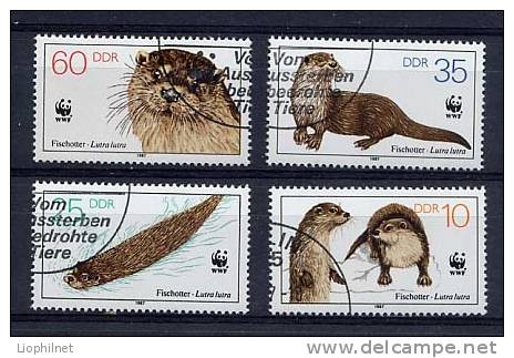 ALLEMAGNE DE L´EST DDR 1987, LOUTRES, 4 Valeurs, OBLITERES / USED. R025 - Rodents