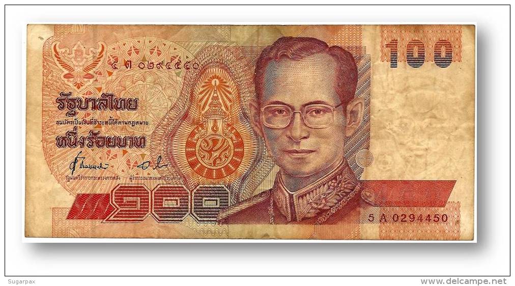 THAILAND - 100 Baht - ND ( 1994 ) - Pick 97 - Sign. 72 - Serie 5 A - King Rama IX - 2 Scans - Thaïlande