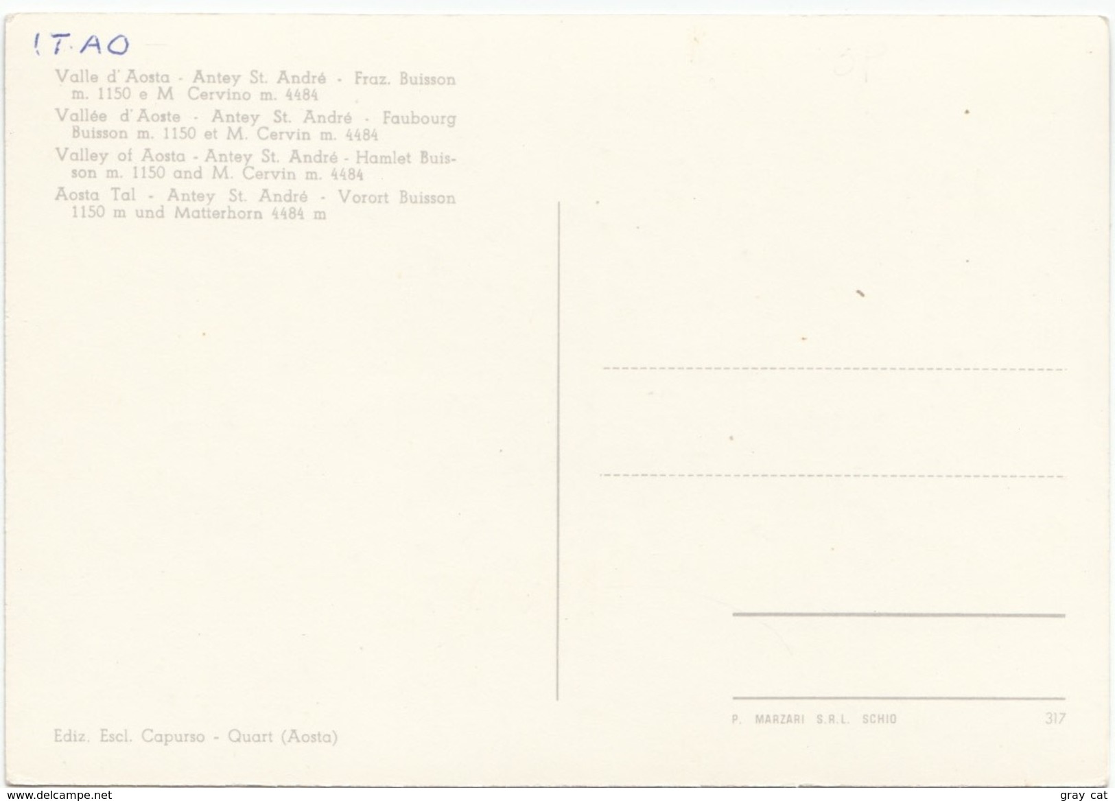 Valley Of Aosta, Antey St. Andre Hamlet Buisson, Unused Postcard [19362] - Other & Unclassified