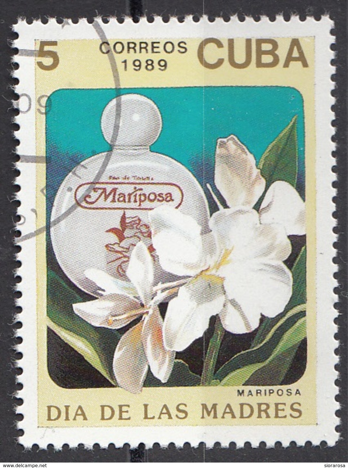 3129 Cuba 19889 Mothers' Day Profumo E Fiori Preobliterato - Fête Des Mères