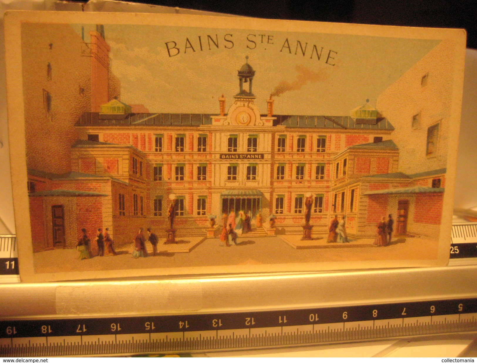 1 PUB litho card  anno 1866 à 1875 advertising baths Bains Ste Anne, 29 13cmX7,3cm  imprimeur TESTU & MASSiN rue Madame