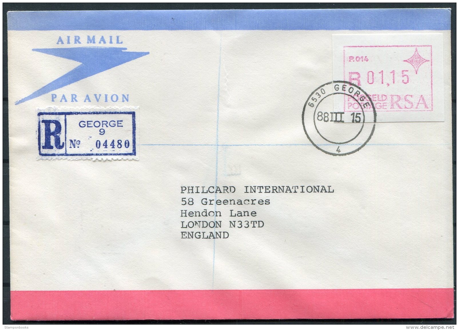 1988 South Africa (White Paper) Frama P012 - P026 Registered FDCs (15) - Automatenmarken (Frama)