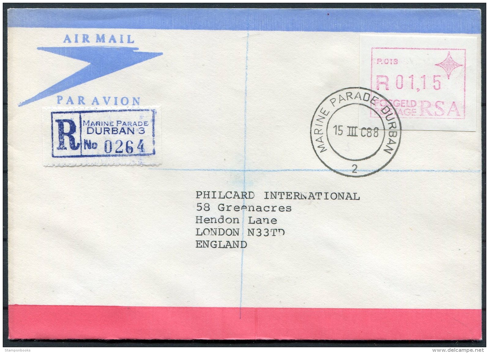 1988 South Africa (White Paper) Frama P012 - P026 Registered FDCs (15)