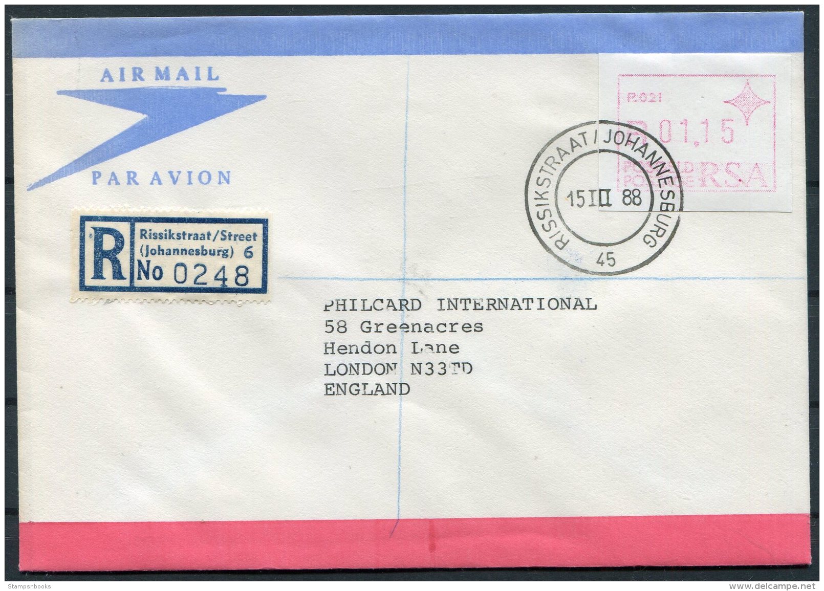 1988 South Africa (White Paper) Frama P012 - P026 Registered FDCs (15)