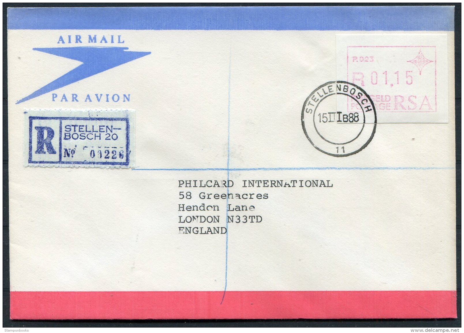 1988 South Africa (White Paper) Frama P012 - P026 Registered FDCs (15)