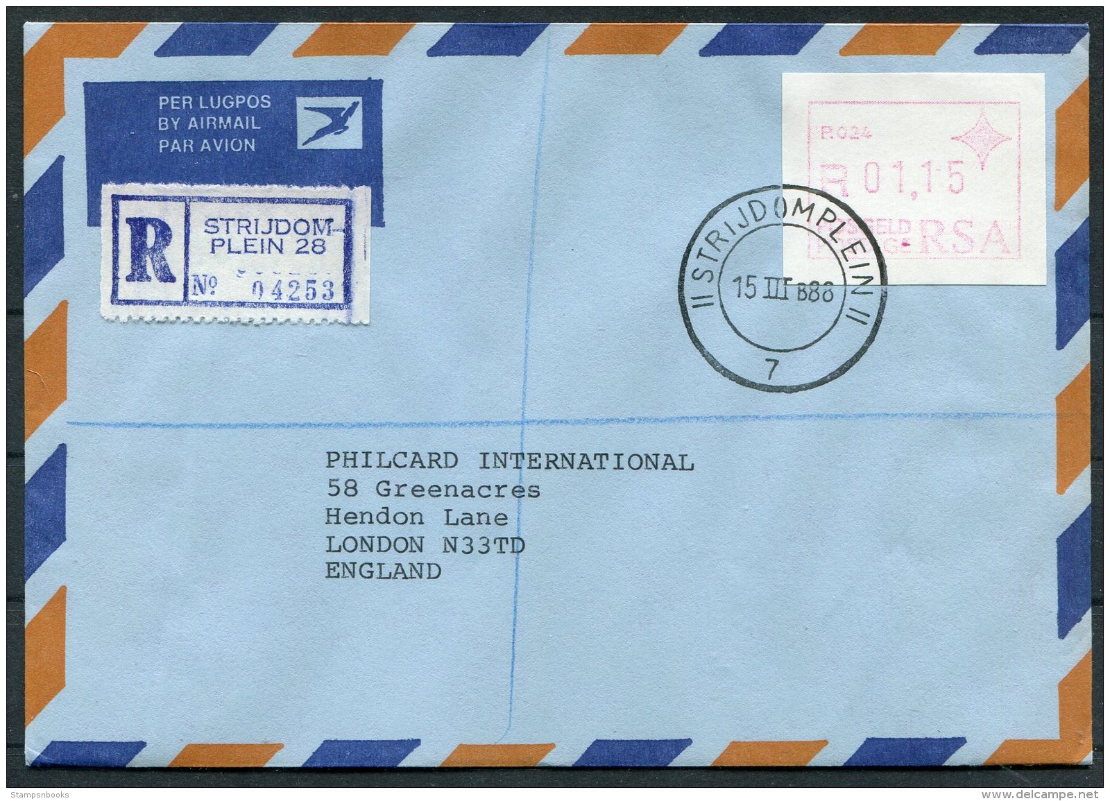 1988 South Africa (White Paper) Frama P012 - P026 Registered FDCs (15)