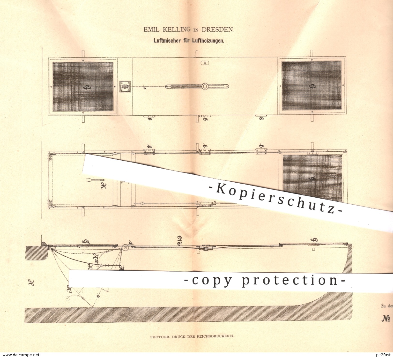 Original Patent - Emil Kelling In Dresden , 1880 , Luftmischer Für Luftheizungen | Heizung , Heizungen , Luftheizung !! - Historische Dokumente