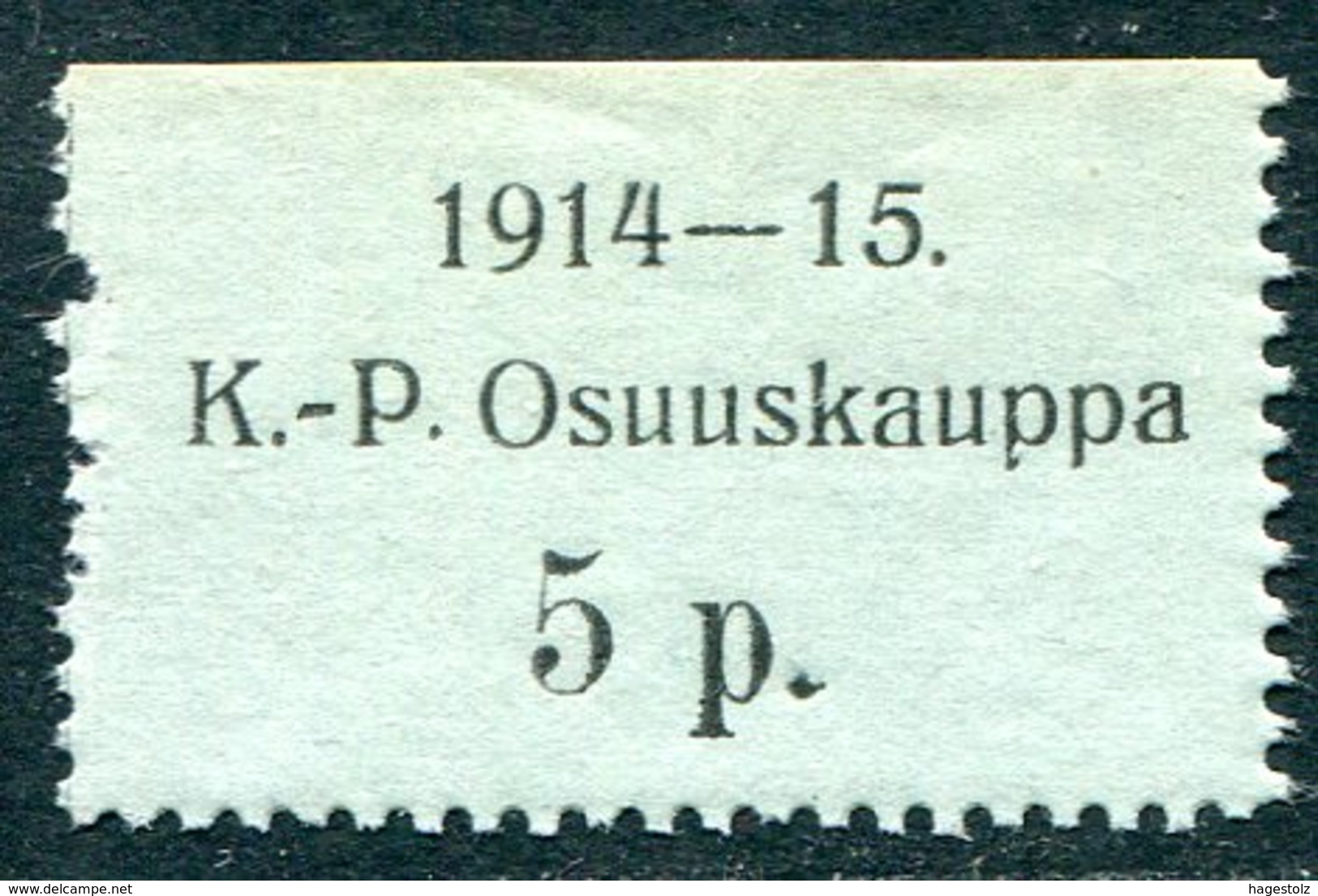 Russia Finland WWI Ostrobothnia Cooperative Emergency Currency Money-stamp Revenue 5 Penni Type 1 Wertmarke Notgeld WW1 - Finland