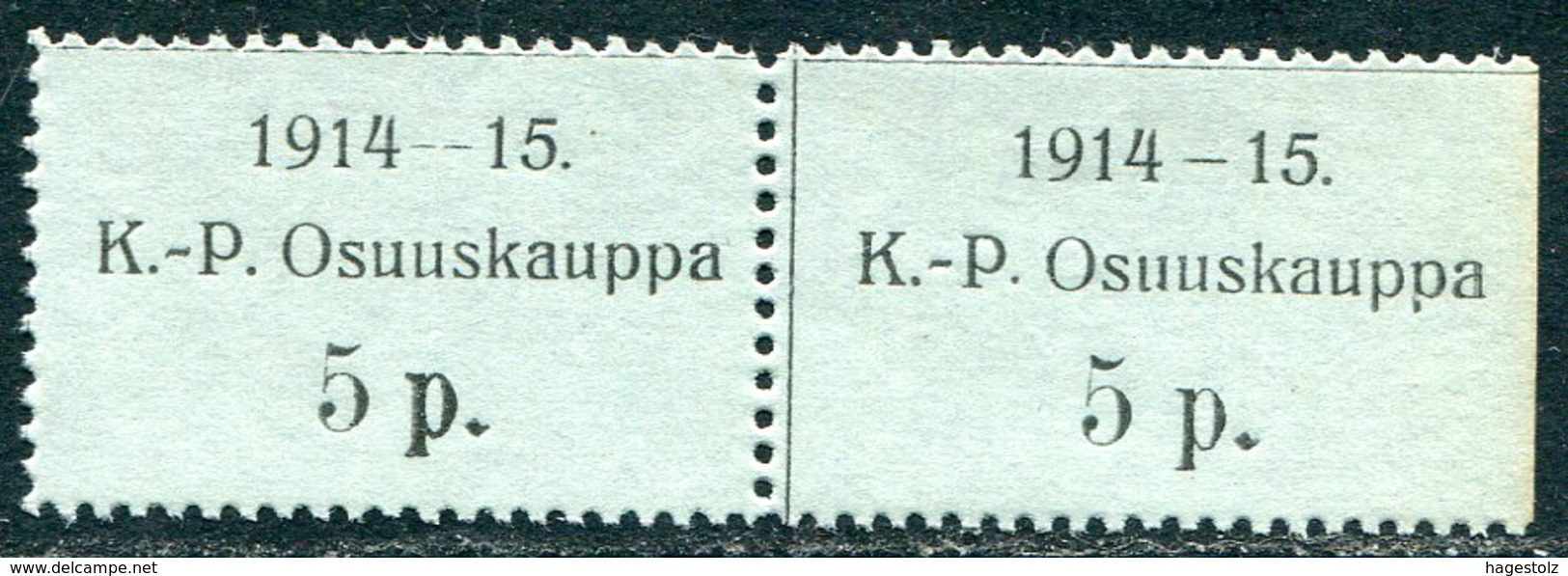 Russia Finland WW1 Ostrobothnia Cooperative Emergency Currency Money-stamp Revenue 5 Penni Type 1 Wertmarke Notgeld WWI - Finland