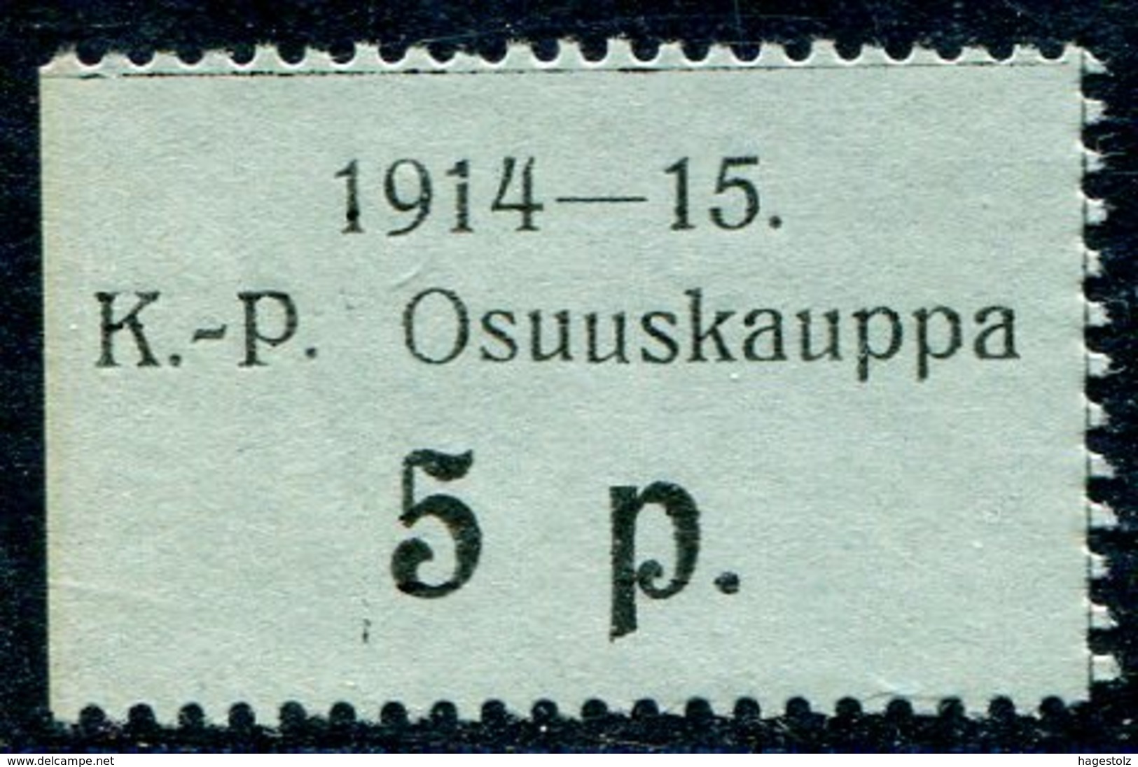 Russia Finland WW1 Ostrobothnia Cooperative Emergency Currency Money-stamp Revenue 5 Penni Type 2 Wertmarke Notgeld WWI - Finland