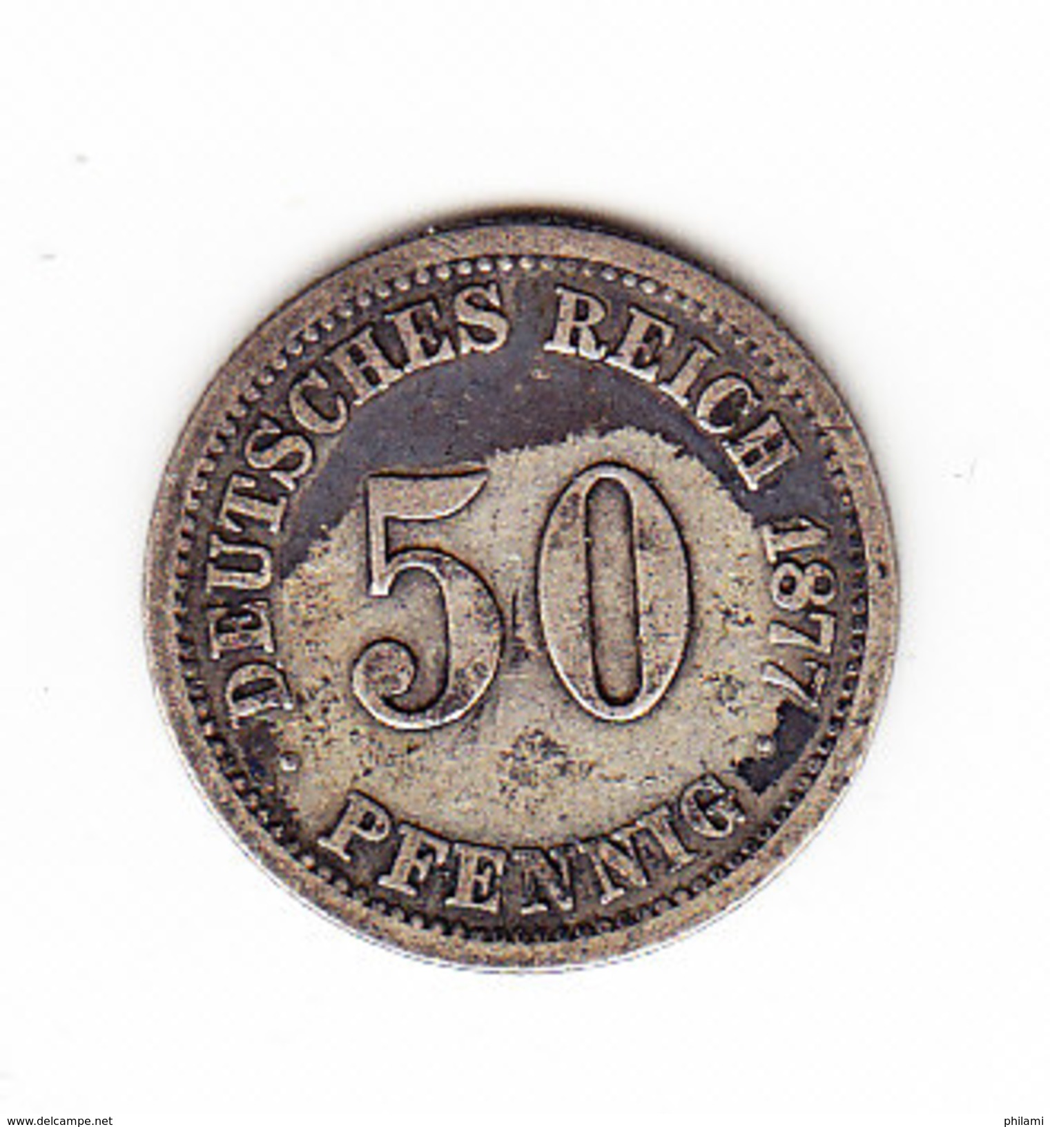 ALLEMAGNE KM 6, VF+, SILVER, 50 Pf, 1877F. (5AP60) - 50 Pfennig