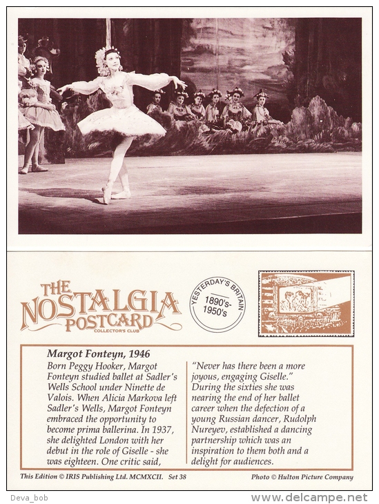 Postcard Margot Fonteyn 1946 British Prima Ballerina Dancer Ballet Sadlers Wells Repro - Dance