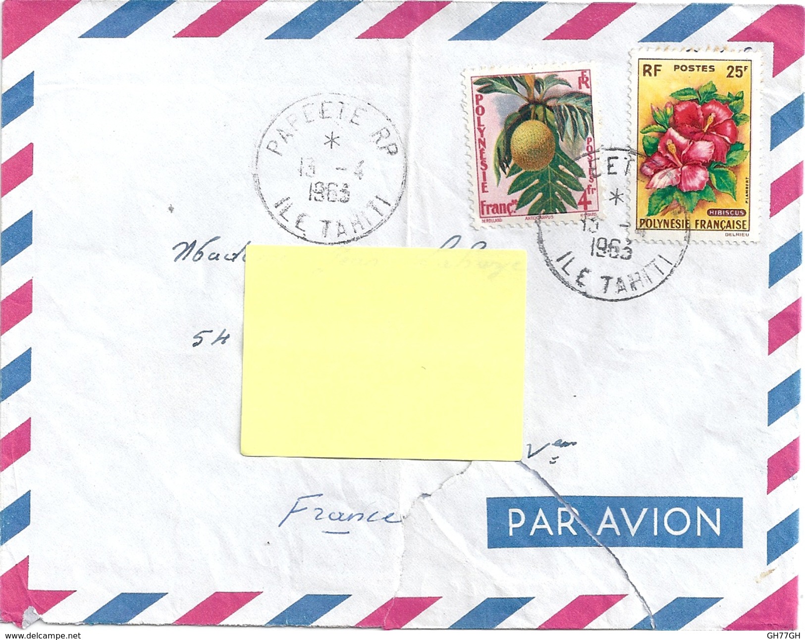 2 Stamps TAHITI On An Envelope 1963 - Tahiti