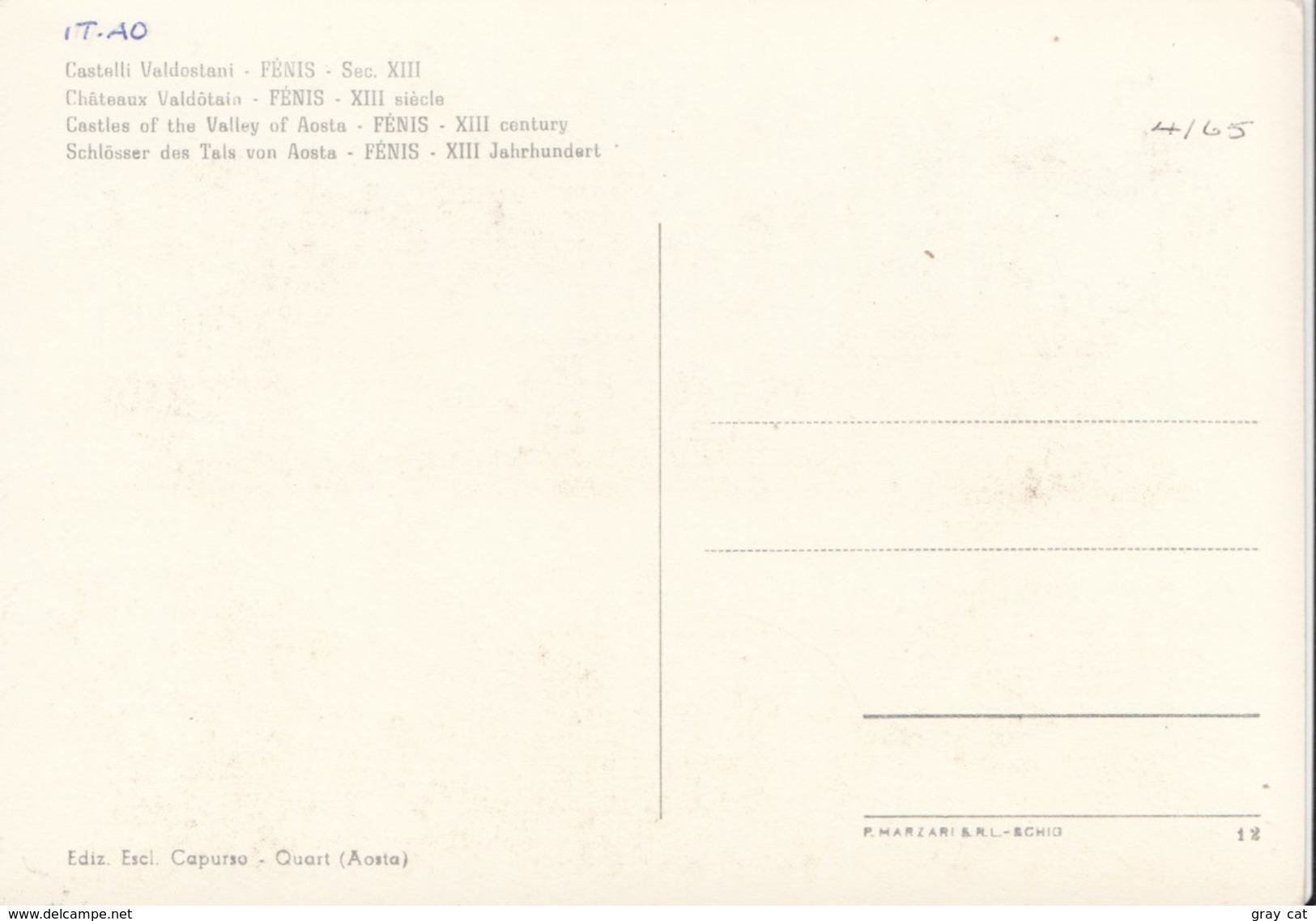 Castelli Valdostani, FENIS, Sec. XIII, Unused Postcard [19377] - Other & Unclassified