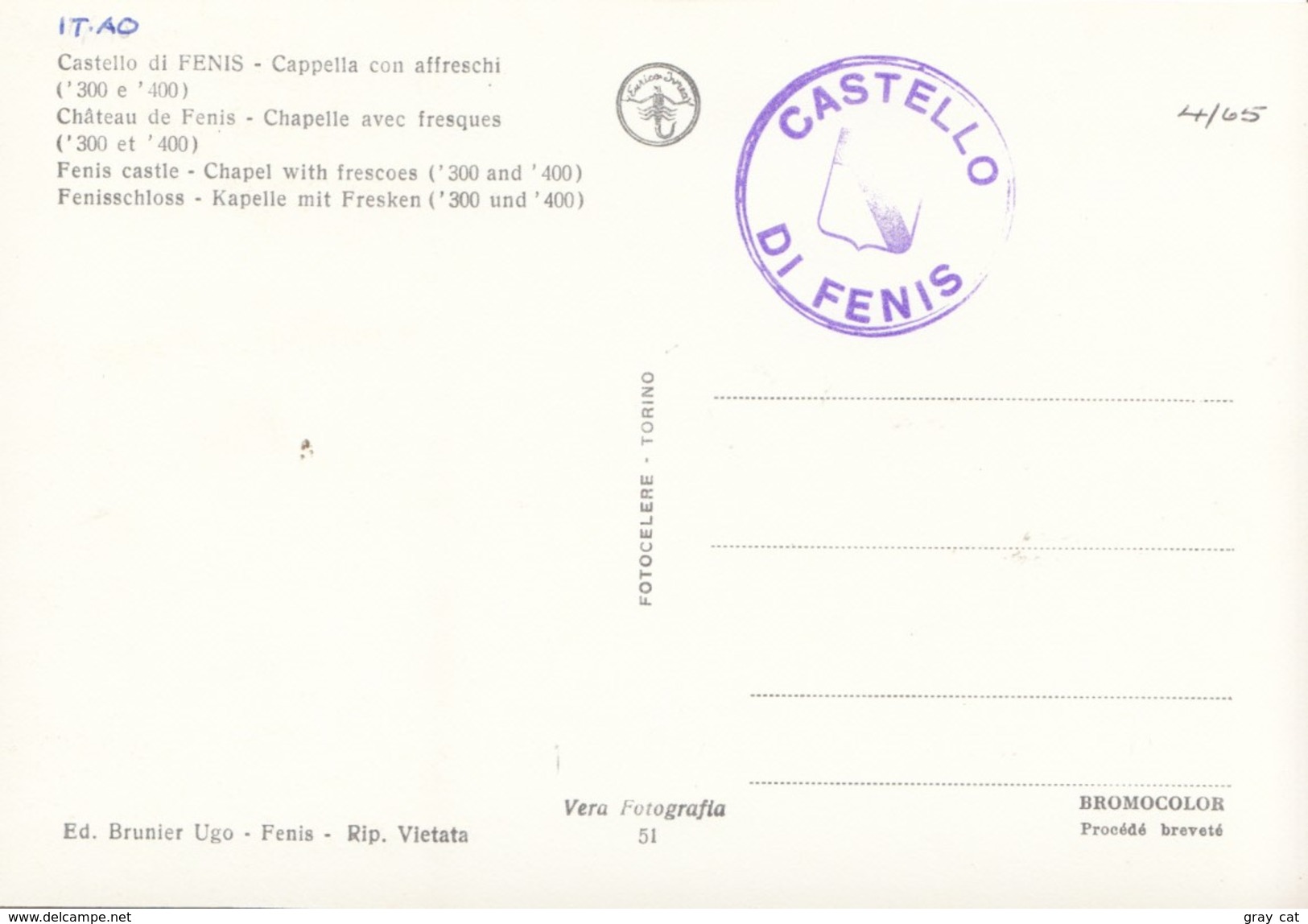 Castello Di FENIS, Cappella Con Affreschi, Unused Postcard [19380] - Other & Unclassified