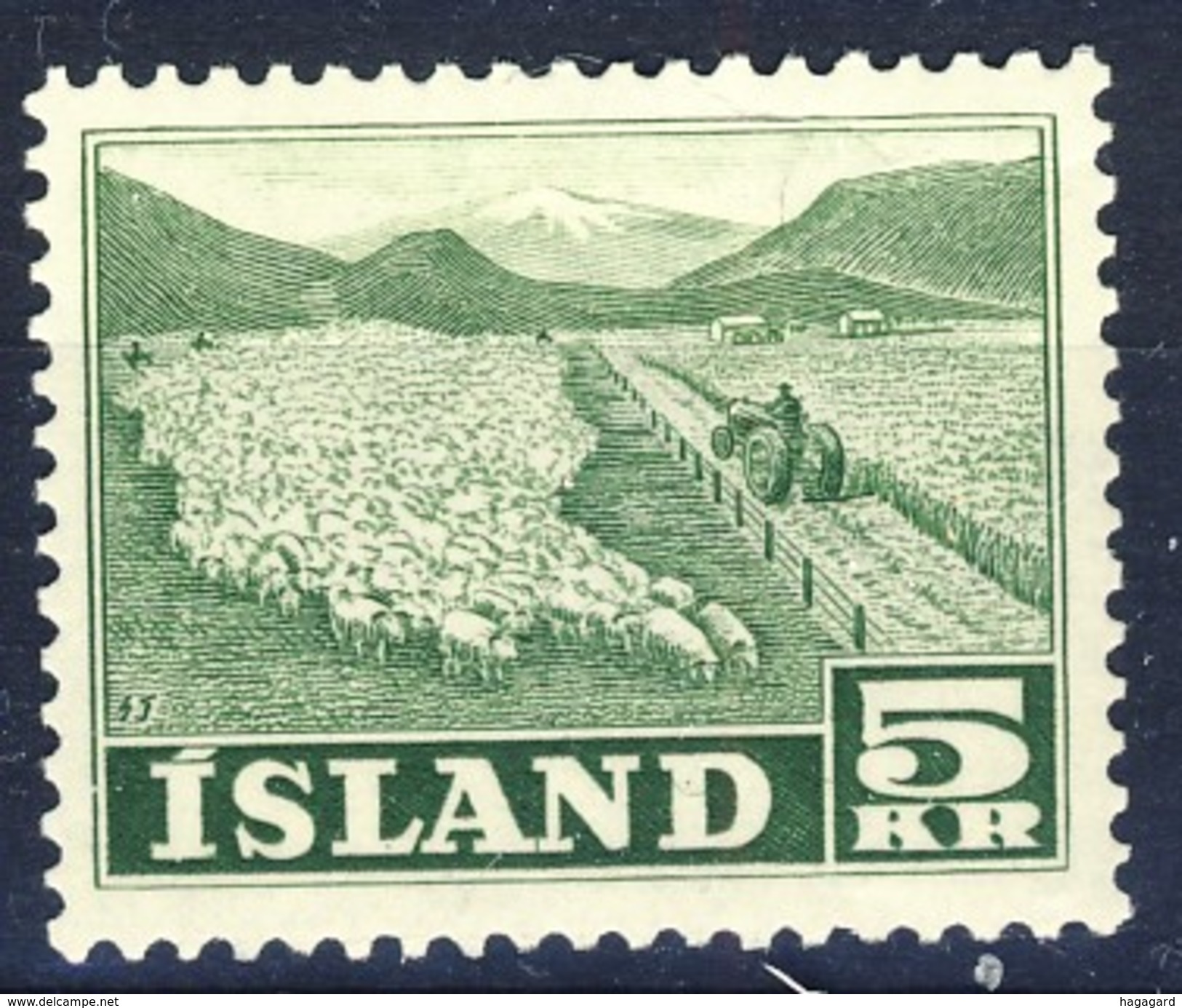 #K3340. Iceland 1950. Agriculture. Michel 270. MH(*). Hinged! Curled Corner! - Unused Stamps