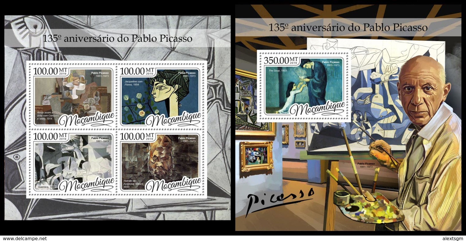MOZAMBIQUE 2016 - Pablo Picasso. M/S + S/S. Official Issue - Picasso