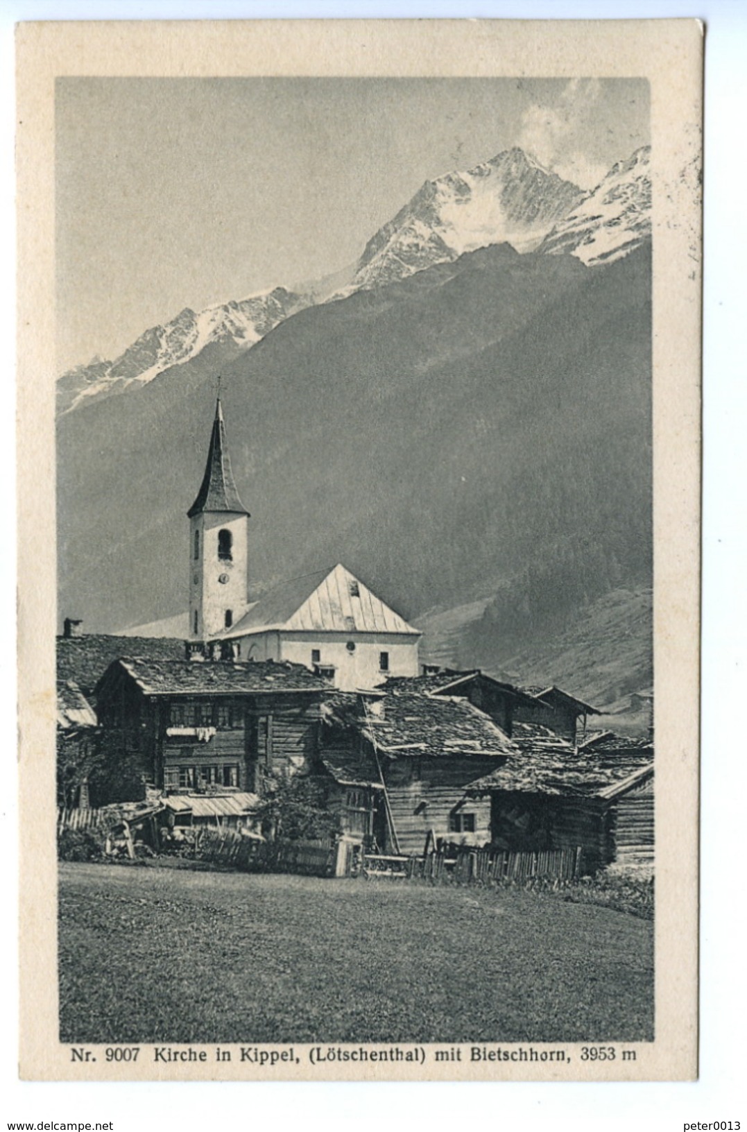 Kirche In Kippel, (Lötschenthal) Mit Bletschhorn, 1917 - Kippel