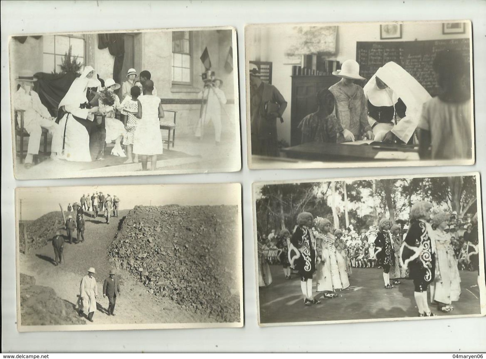 -*72 X Fotokaart  -  *- "".Bezoek Van Koning ALBERT I En Koningin ELISABETH Aan Belgisch Congo - 1928  "" - Case Reali