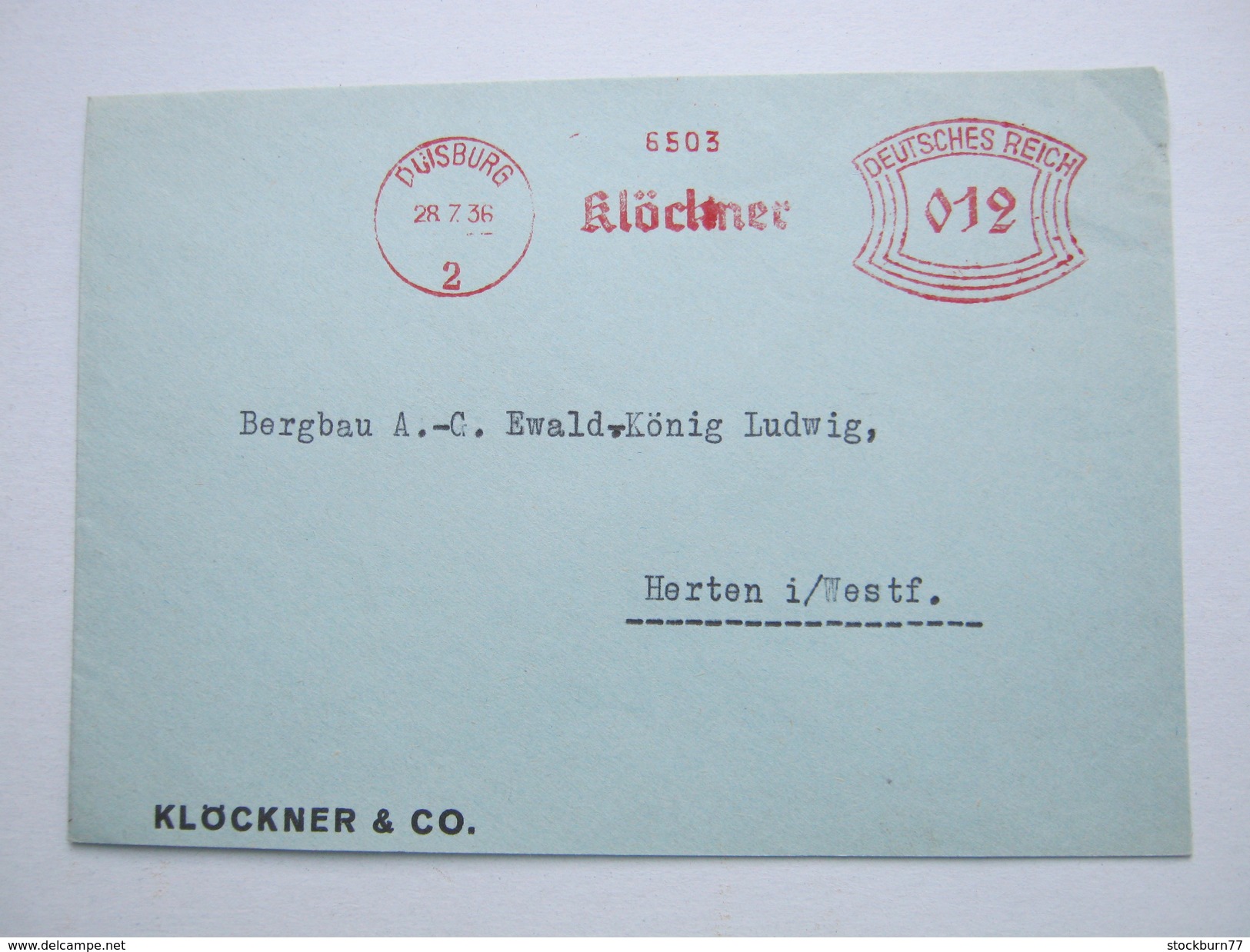 Firmen Freistempel , Meterstempel Auf Beleg Aus   DUISBURG  RUHRORT 1936, Etwas Verkürzt - Briefe U. Dokumente