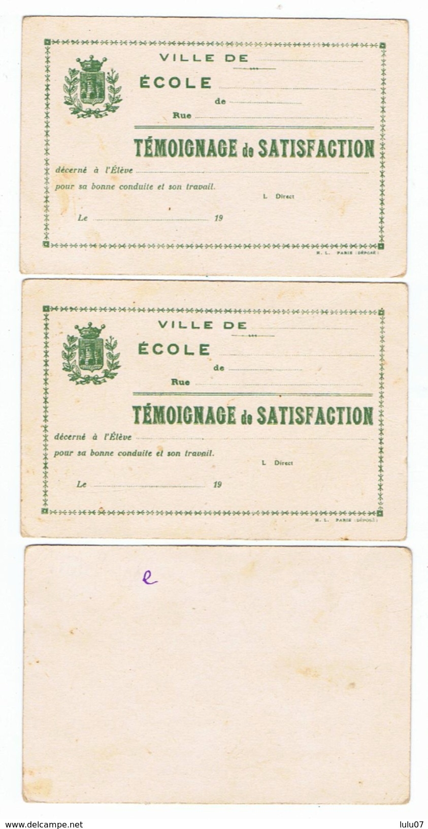 Lot  5 Témoignages école  Illustration  Benjamin RABIER     7 Cm X 10.5 Cm - Collections