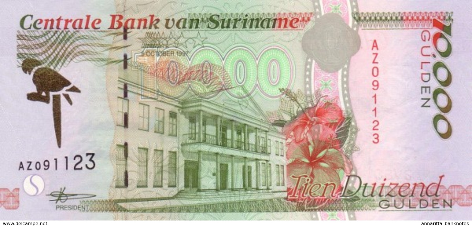 * SURINAME 10000 GULDEN 1997 P-145 UNC [SR530b] - Surinam