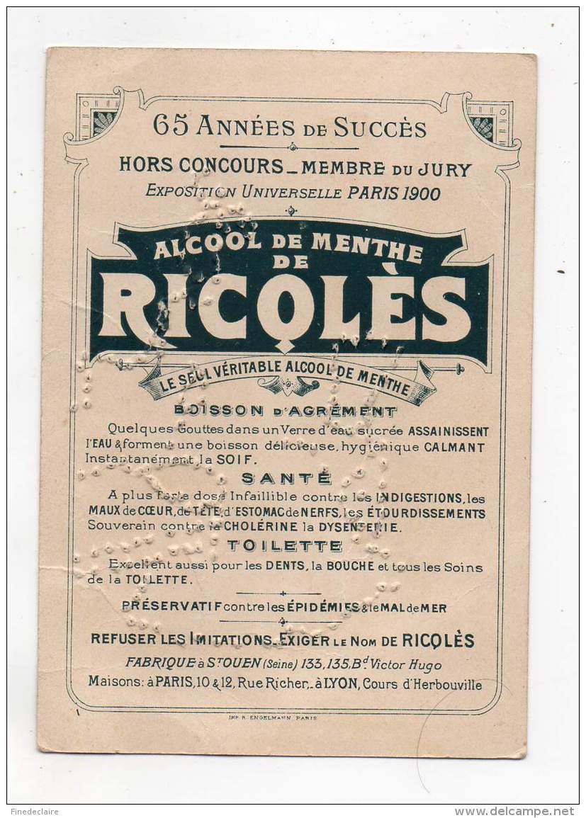 Chromo - Alcool De Menthe De Ricqlès - Autres & Non Classés