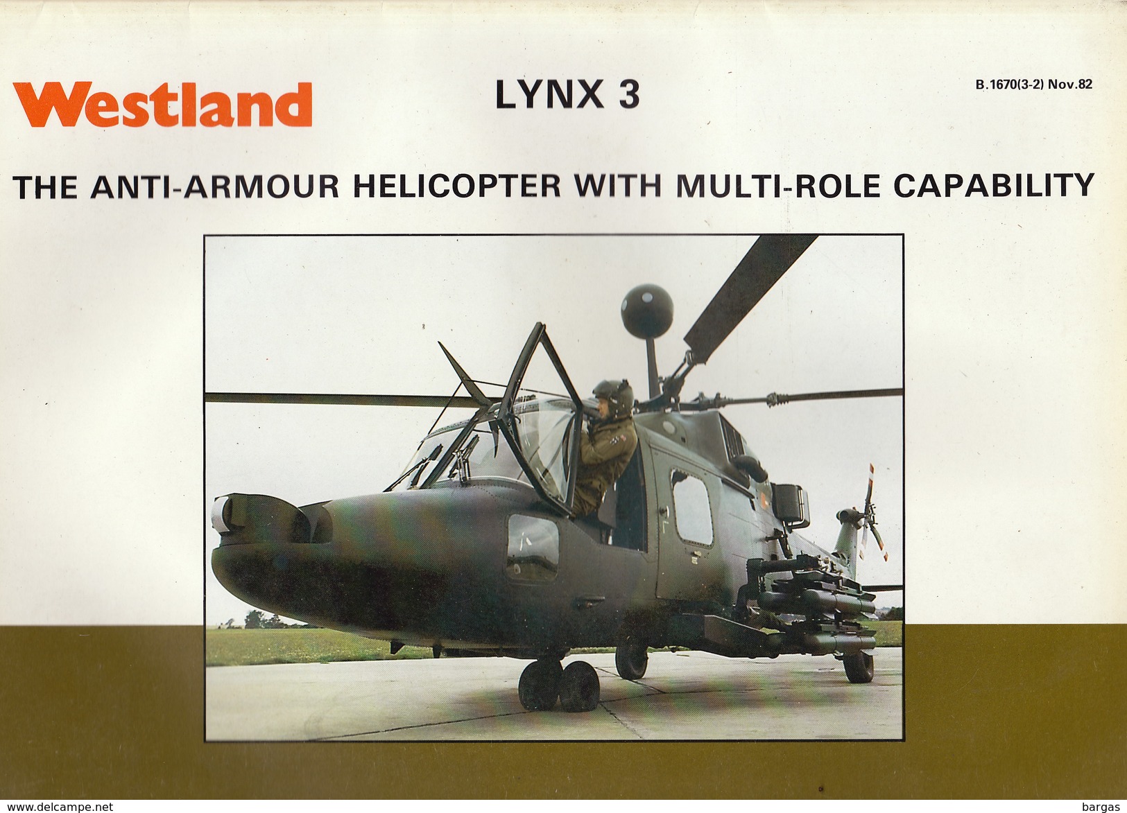 Catalogue Brochure Officiel WESTLAND Hélicoptère Militaire Lynx 3  1982 - Aviazione