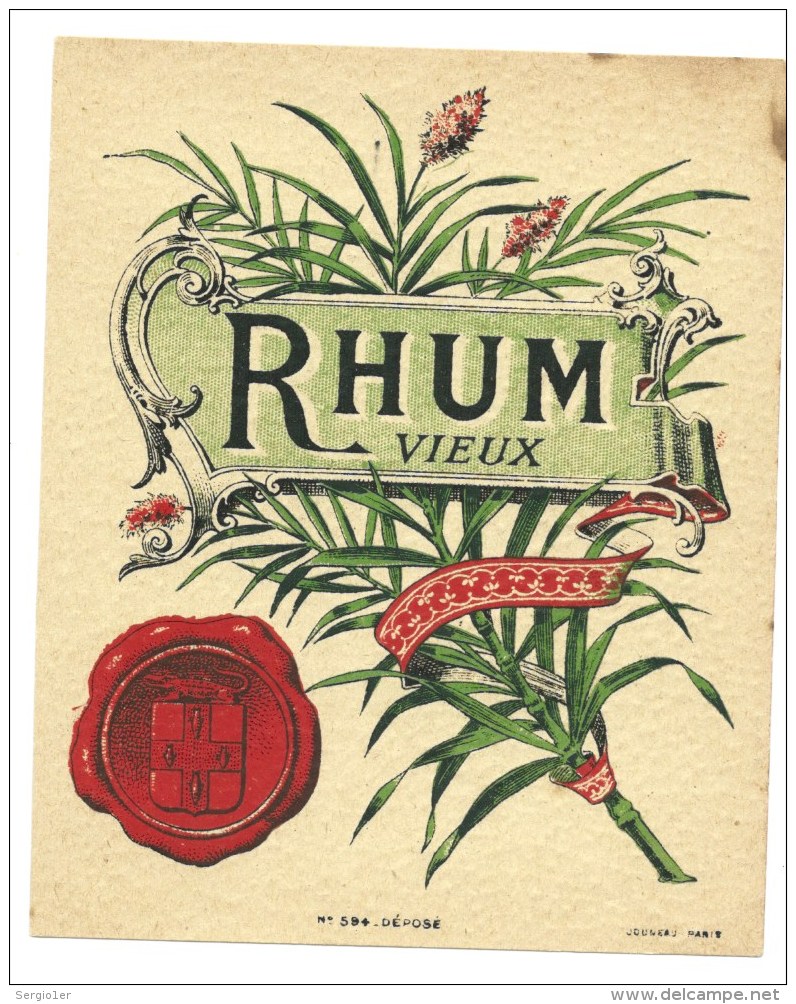 étiquette  Ancienne  Rhum  Vieux  Cannes Imp Jouneau  N°594 - Rhum