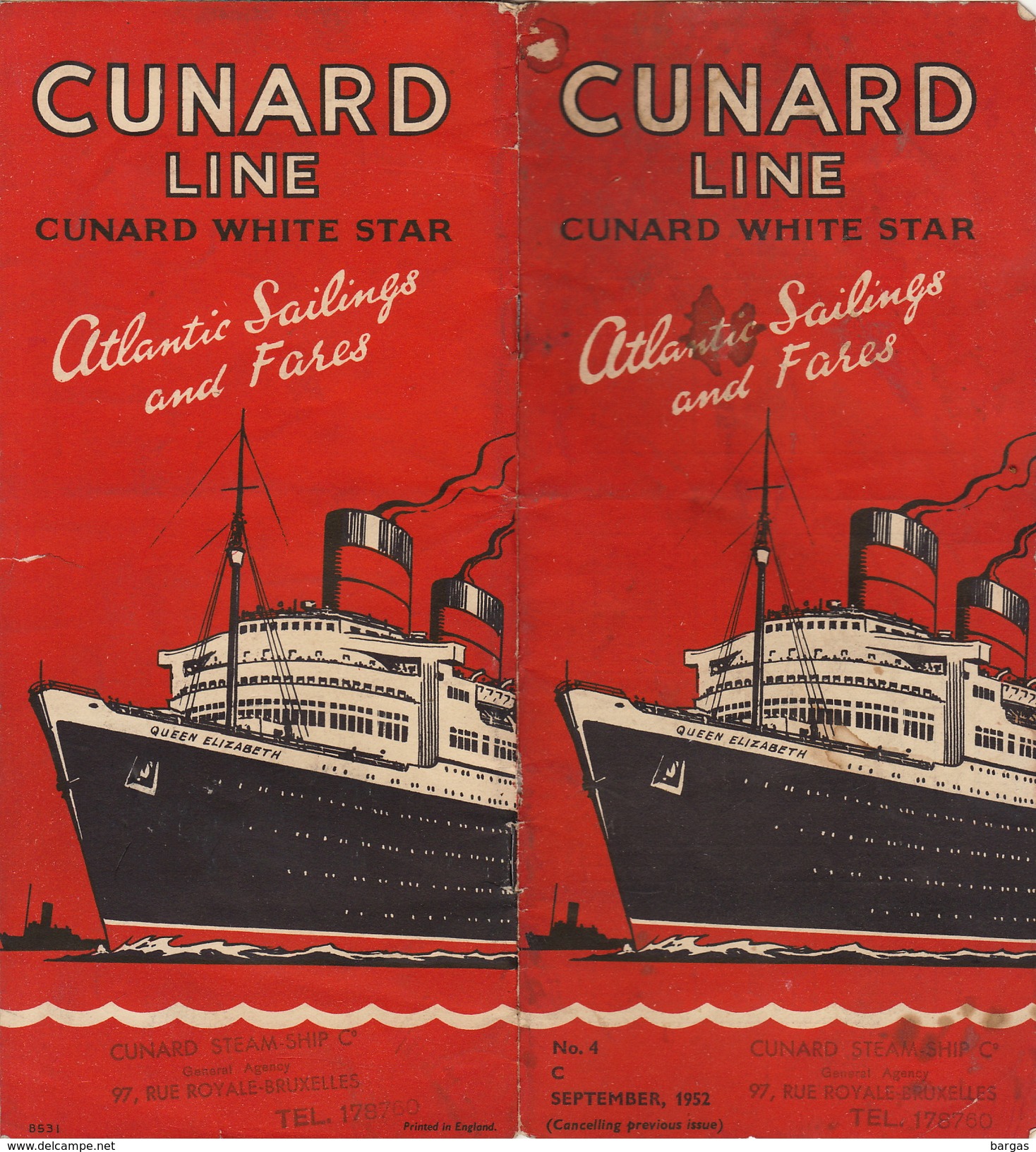 Rare Brochure Officielle De La CUNARD LINE WHITE STAR Paquebot Bateau Queen élizabeth - Autres & Non Classés