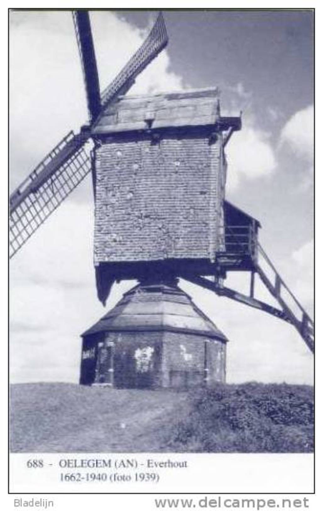 OELEGEM Bij Ranst (Antw.) - Molen/moulin - Blauwe Prentkaart Ons Molenheem Van De Verdwenen Houten Molen (close-up) - Ranst