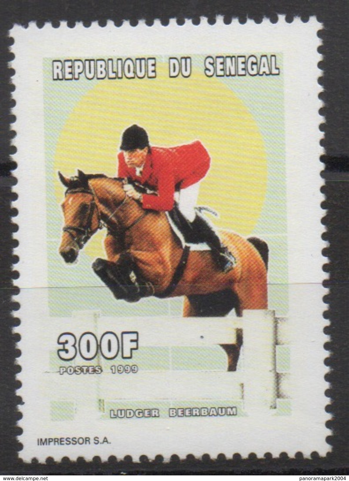 Sénégal 1999 - Mi. 1675  300 F Ludger Beerbaum Equitation Hippisme Horses Pferde Fauna Faune Neuf ** MNH RARE Scarce - Hippisme