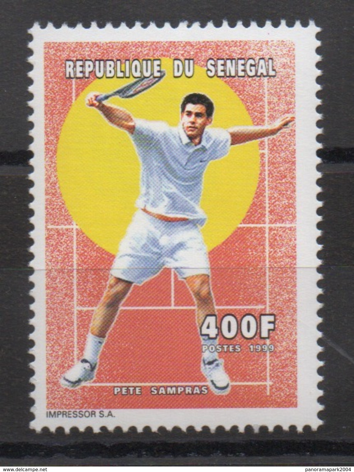 Sénégal 1999 - Mi. 1697   400 F Pete Sampras Tennis Sport USA Neuf ** MNH RARE Scarce - Tennis