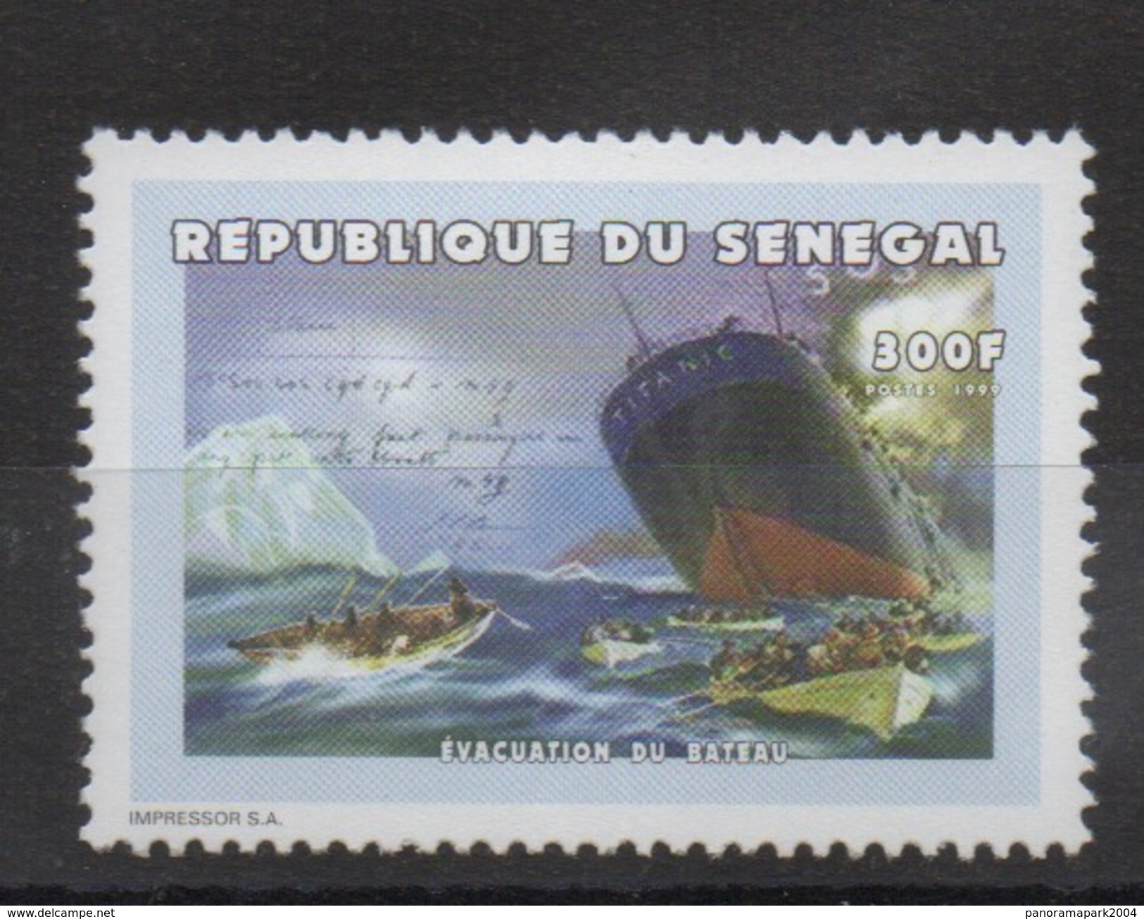 Sénégal 1999 - Mi. 1773   300 F Titanic Evacuation Du Bateau Boot Boat Ship Navire Shipwreck Neuf ** MNH RARE Scarce - Barcos