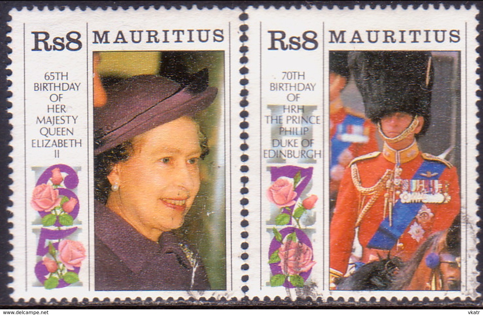 MAURITIUS 1991 SG #849-50 Compl.set Used Royal Birthdays - Mauricio (1968-...)