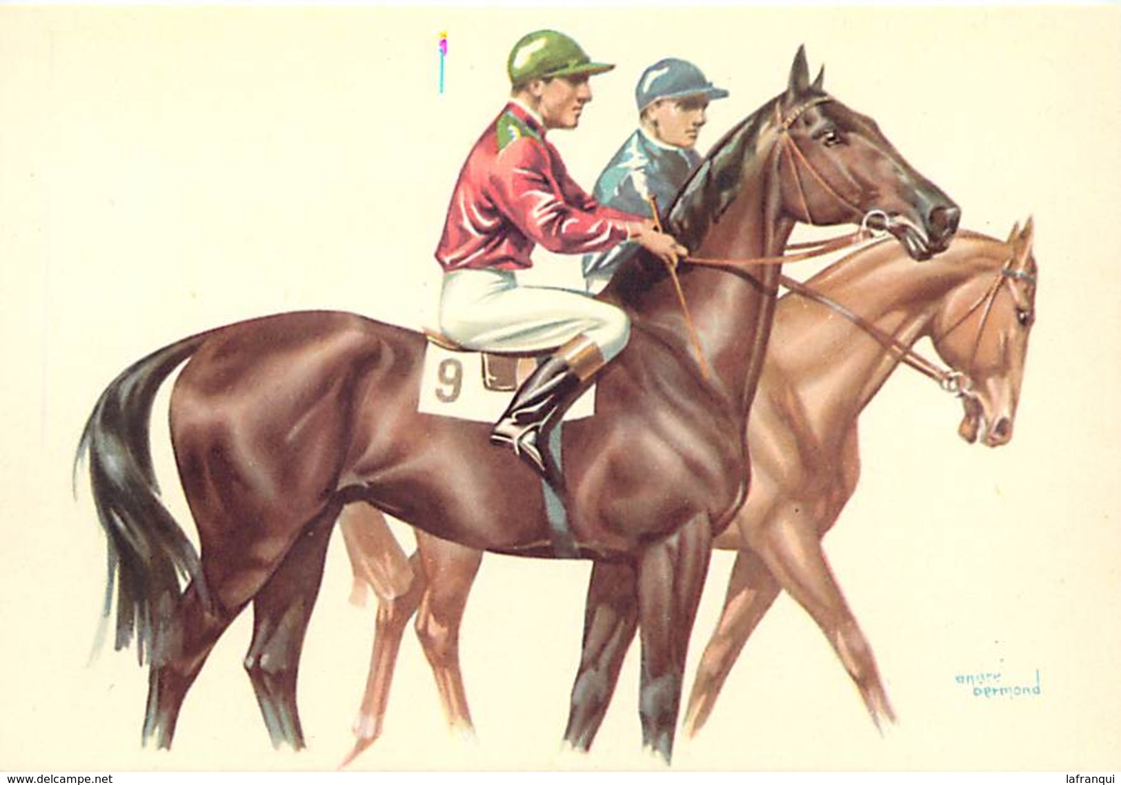 Ref U415- Size- Dimensions Env: 15cms X 10,5cms -illustrateur André Bermond -hippisme-cheval -chevaux -carte Bon Etat - - Bermond