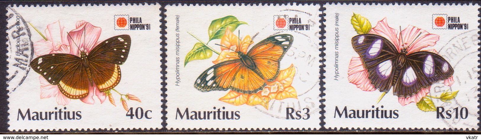 MAURITIUS 1991 SG #855//58 Part Set Only 3R Missing Used Phila Nippon '91 Butterflies - Mauritius (1968-...)