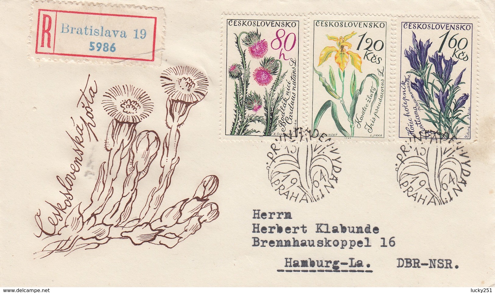 Tchécoslovaquie - Lettres/Fleurs Diverses - Année 1964 - Y.T. N° 1339/1344 - 2 Enveloppes - Covers & Documents