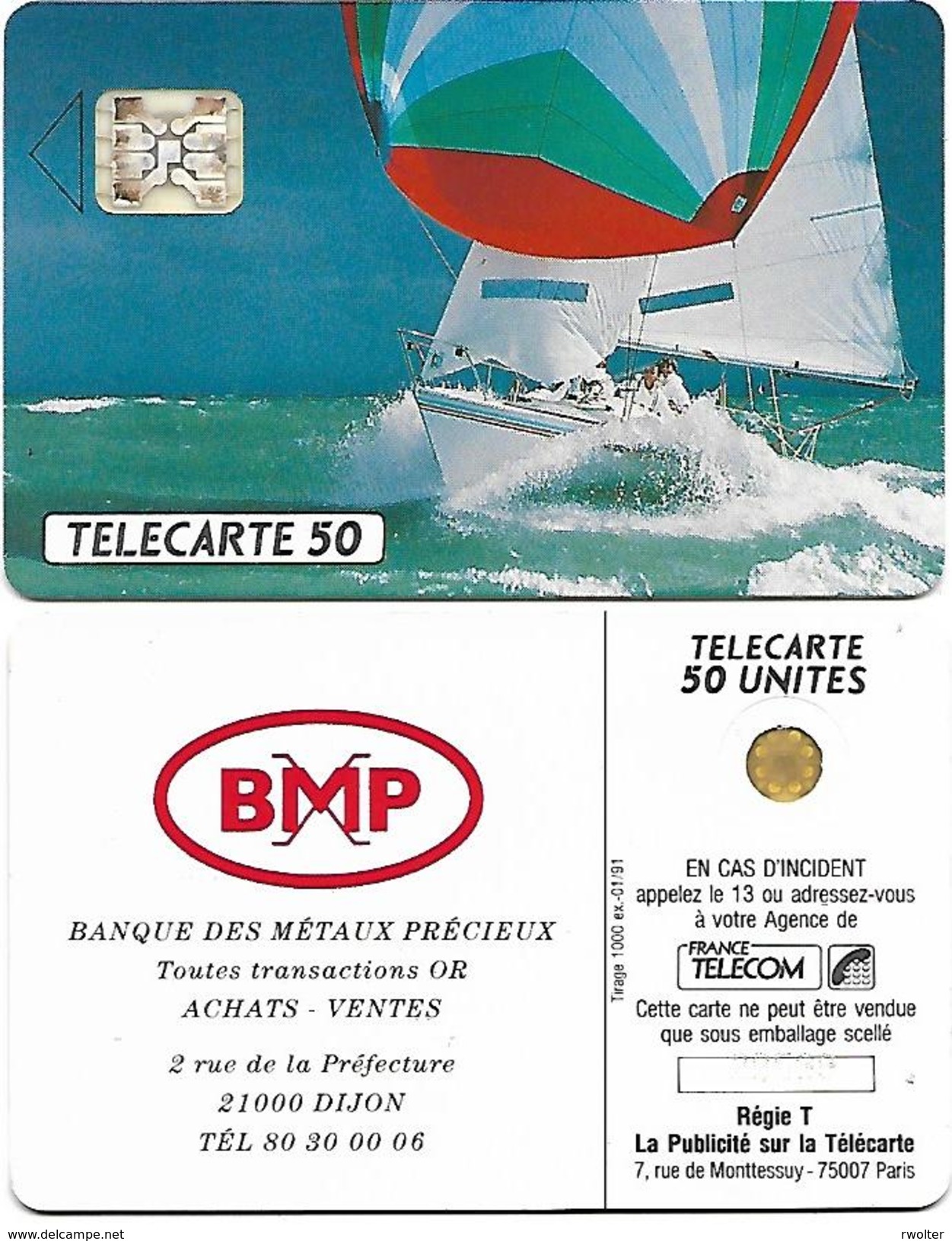 @+ Télécarte Privée D538 - BMP Voilier - 1991/01 - Privat