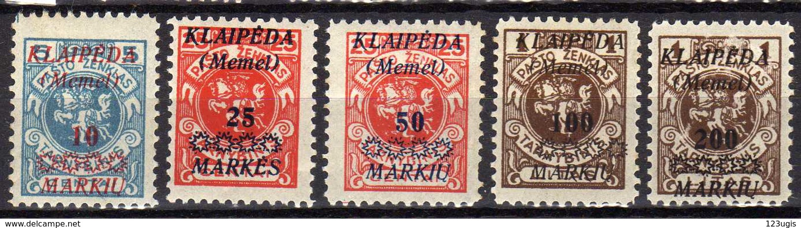 Memel / Klaipeda 1923 Mi 135; 137-140 * [280117L] - Memelgebiet 1923