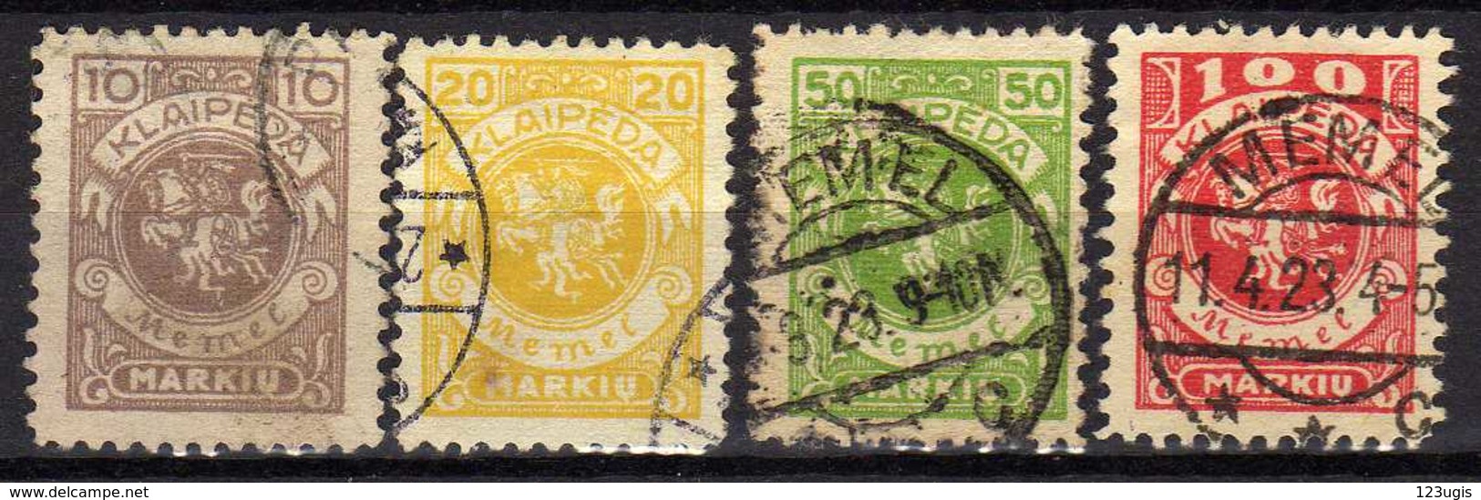 Memel / Klaipeda 1923 Mi 141-142; 145-146, Gestempelt [280117L] - Memelgebiet 1923