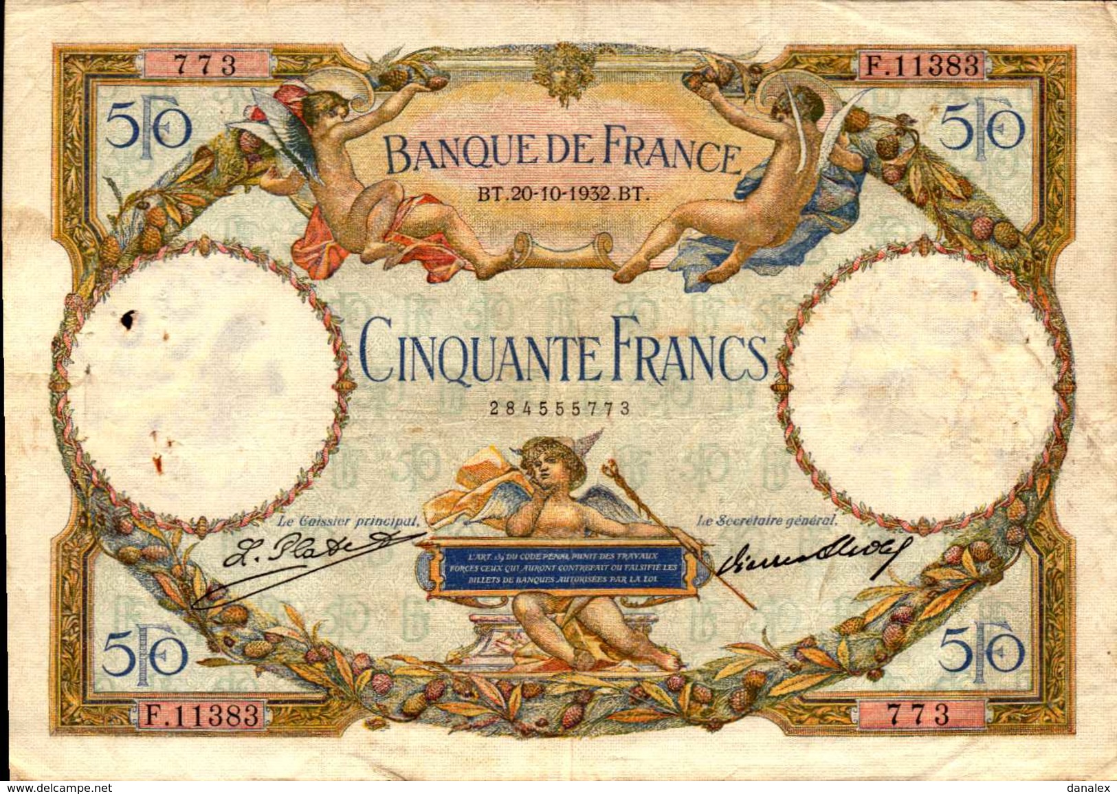 FRANCE 50 FRANCS Du 20-10-1932 L O M  Pick 80a  F 16/3 - 50 F 1927-1934 ''Luc Olivier Merson''